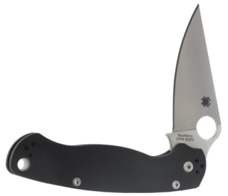 Spyderco Para Military 2 pocket knife features a 3.42in blade and black handle with clip